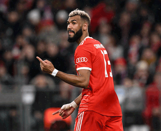 Bayern Munich’s Cameroonian forward Eric Maxim Choupo-Moting reacts against Paris Saint-Germain during their UEFA Champions League round of 16, 2nd-leg match in Munich, Germany, on Wednesday (AFP photo by Christof Stache)