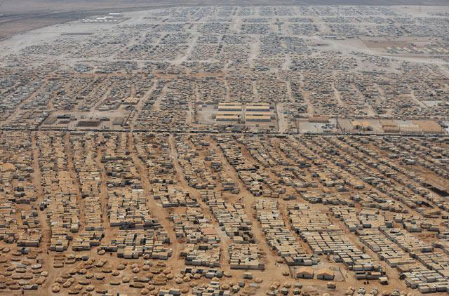 An aerial photo of the Zaatari camp for Syrian refugees in Mafraq, some 80 kilometres northeast of Amman (JT file)