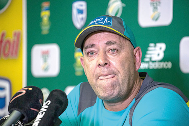 Darren Lehmann speaks to the press as he announces he will resign as Australian cricket coach after the coming Test match on Thursday in Johannesburg (AFP photo)