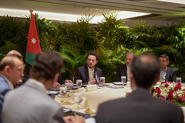 HRH Crown Prince Hussein meets in Singapore on Friday with leaders of major Singaporean companies and institutions (Photo courtesy of Royal Court)