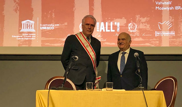 HRH Prince Hassan attends the 14th International Conference on the History and Archaeology of Jordan held in Florence, Italy, on Saturday  (Petra photo)