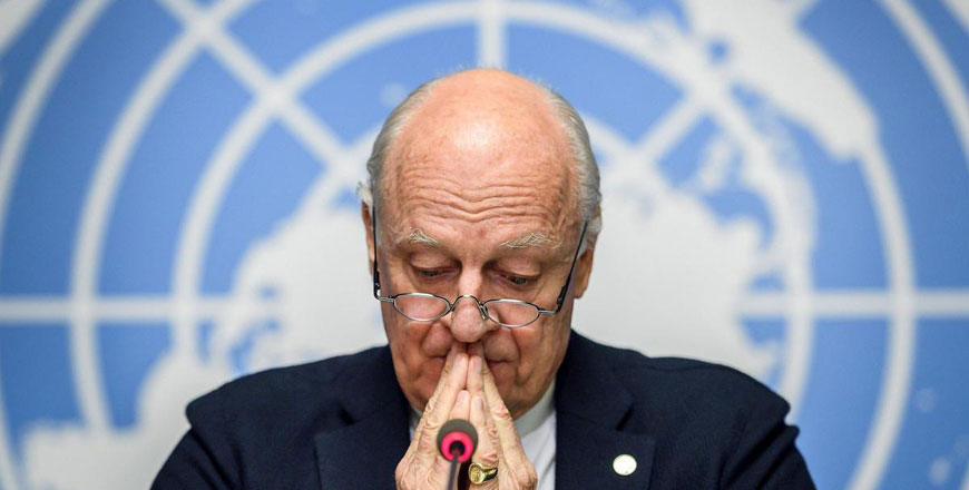 UN Special Envoy for Syria Staffan de Mistura gives a press conference closing a round of peace talks at the European headquarters of the United Nations in Geneva on December 14, 2017 (AFP photo)