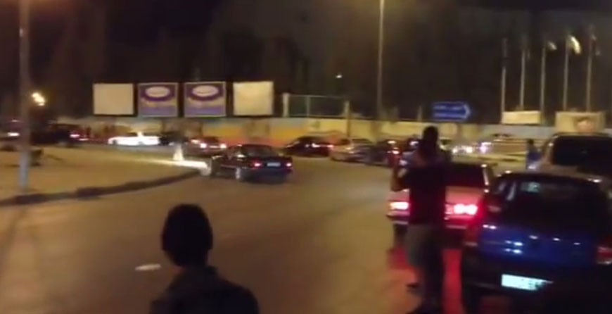 In this image grab taken from a video posted on YouTube, street drifters drive near a roundabout in Irbid, 80km north of Amman, recently (JT photo)