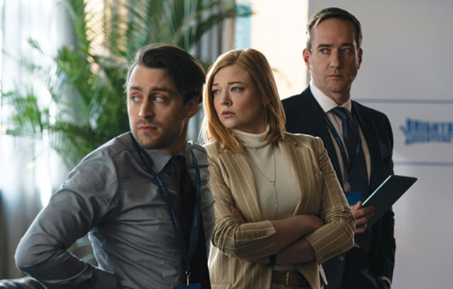 Kieran Culkin (left), Sarah Snook (centre) and Matthew Macfadyen in ‘Succession’  (Photo courtesy of imdb.com)