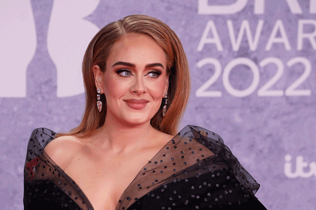 British singer Adele Laurie Blue Adkins aka Adele poses on the red carpet upon her arrival for the BRIT Awards 2022 in London, on February 8, 2022 (AFP photo by Niklas Halle’n)