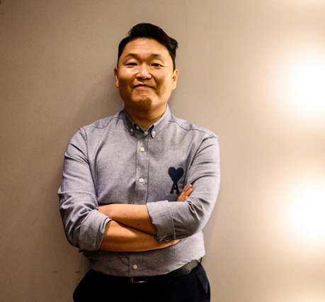Psy in a dance studio at his record label and entertainment agency P NATION in the Gangnam district of Seoul on May 27 (AFP photo)