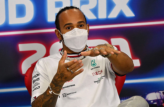 Mercedes' British driver Lewis Hamilton speaks on Thursday during a press conference ahead of the Qatari Formula One Grand Prix at the Losail International Circuit, in the city of Lusail (AFP photo by Andrej Isakovic)
