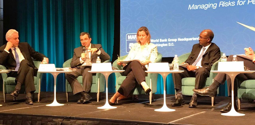 Planning and International Cooperation Minister Imad Fakhoury speaks during the Fragility Forum in Washington on Saturday  (Photo courtesy of Planning Ministry)