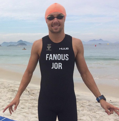 Jordan triathlete Lawrence Fanous practising on Wednesday on a beach in Rio de Janeiro for the Olympic Games (Photo courtesy of JOC News Service)