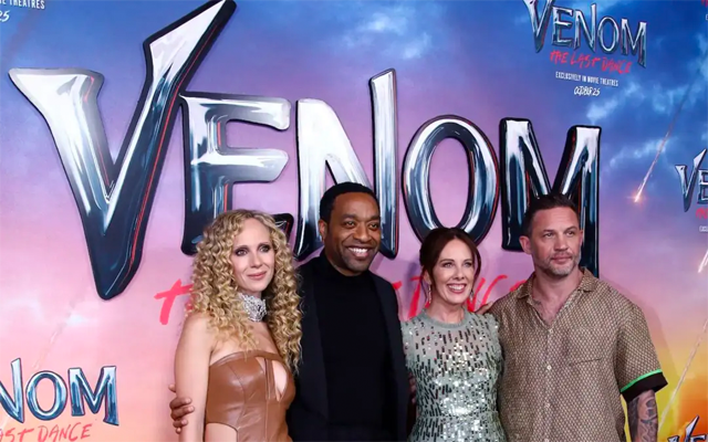 The cast of the new Columbia/Marvel superhero film ‘Venom: The Last Dance,’ from left to right: Juno Temple, Chiwetel Ejiofor, Kelly Marcel and Tom Hardy (AFP photo)