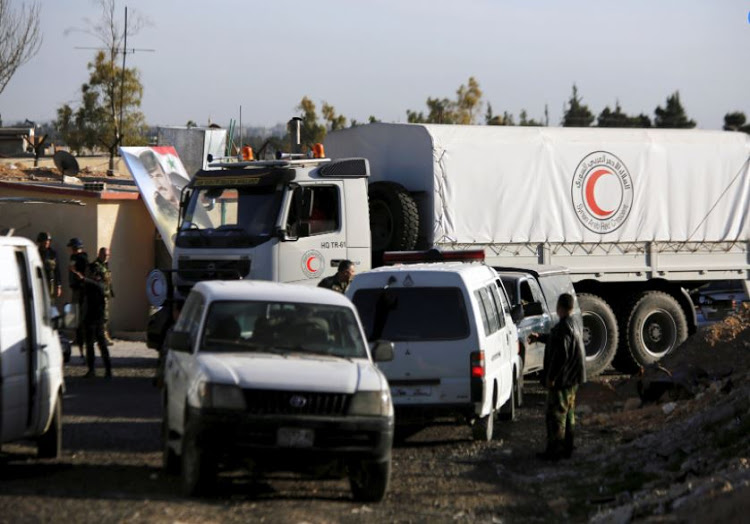 Aid convoy is seen after returning from eastern Ghouta in Damascus, Syria March 9, 2018 (Reuters photo)