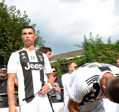 Juventus’ forward Cristiano Ronaldo of Portugal gets ready for the friendly football match between Juventus A and Juventus B at Villar Perosa on August 12 (Reuters photo)