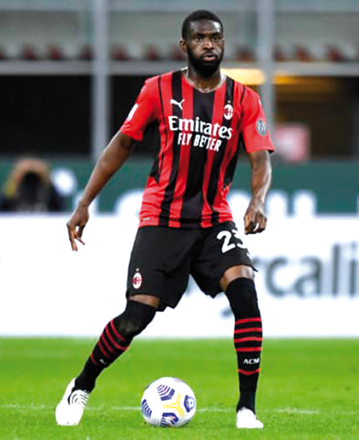 Fikayo Tomori of AC Milan  (AFP photo by Nicolò Campo)