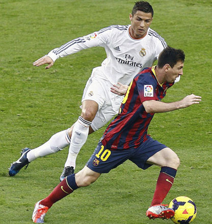 File photo of Lionel Messi (front) and Cristiano Ronaldo (AFP photo)