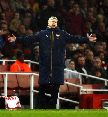 Arsenal manager Arsene Wenger during the English Premier League football match between Arsenal and Everton in London, on Saturday (Reuters photo by John Sibley)