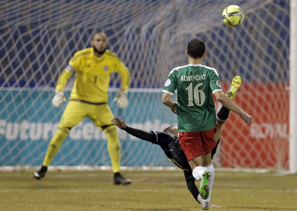 Wihdat in action against Al Baqa’a on Tuesday at the Amman International Stadium (Photo courtesy of Jordan Football Association)