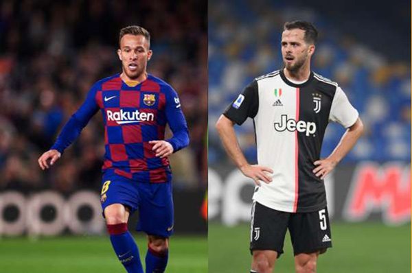 Juventus’ Miralem Pjanic (right) and Barcelona’s Arthur Melo (AFP photo)