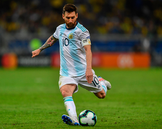 In this file photo taken on July 2, 2019, Argentina’s Lionel Messi strikes the ball during the Copa America football tournament semifinal match against Brazil in Belo Horizonte, Brazil  (AFP photo by Pedro Ugarte)