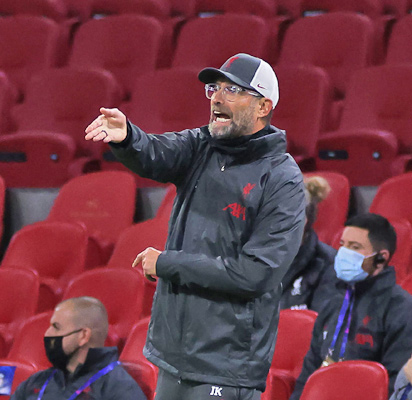 Liverpool’s German coach Jurgen Klopp gestures during the UEFA Champions League Group D first-leg match against Ajax Amsterdam in Amsterdam on Wednesday  (AFP photo by Kenzo Tribouillard)