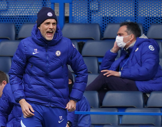  Chelsea’s German head coach Thomas Tuchel gestures from the sidelines against West Bromwich Albion during their English Premier League match in London on Saturday (AFP photo by John Walton)