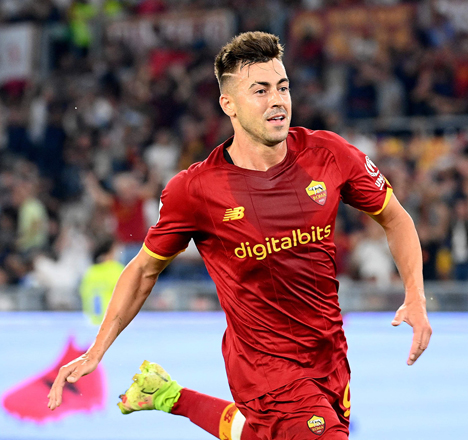 Roma’s Italy’s forward Stephan El Shaarawy celebrates after scoring against Sassuolo during their Italian Serie A match in Rome on Sunday  (AFP photo by Vincenzo Pinto)