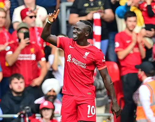 Liverpool’s Senegalese striker Sadio Mane celebrates after scoring against Crystal Palace during their English Premier League match in Liverpool on Saturday  (AFP photo by Paul Ellis)