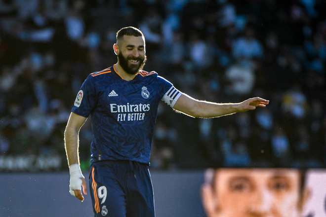 Real Madrid’s French forward Karim Benzema reacts against RC Celta de Vigo during their Spanish League match in Vigo on Saturday  (AFP photo by Miguel Riopa)