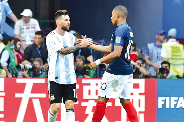 Argentina’s Lionel Messi and France’s Kylian Mbappe (right) at the 2018 World Cup (AFP photo)
