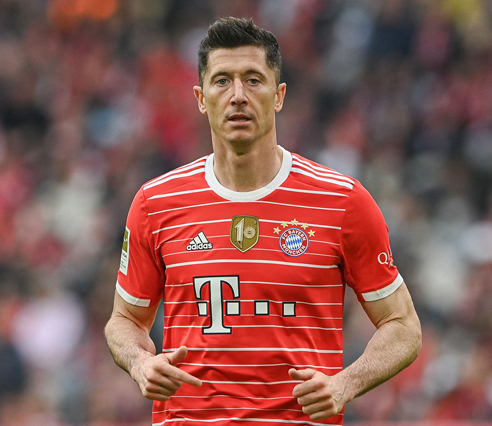 Bayern Munich’s striker Robert Lewandowski is pictured during the German first division Bundesliga match between FC Bayern Munich and VfB Stuttgart in Munich on May 8 (AFP photo by Christof Stache)