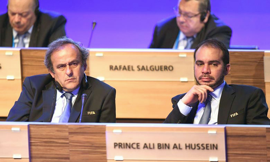 File photo of HRH Prince Ali and Michel Platini (left) listening at a FIFA meeting (AFP file photo)