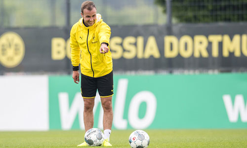 Mario Goetze of Borussia Dortmund gestures during a training session on Monday in Dortmund, Germany (AFP photo)