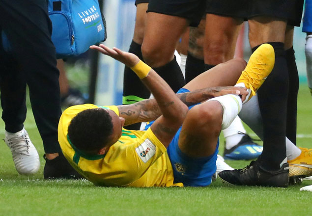 Brazil’s Neymar has been sharply criticised for a string of exaggerated reactions when clashing with opponents (Reuters photo)