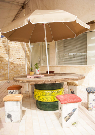 Outdoor furniture made using recycled material. Less than 5 per cent of Jordan’s solid waste is being recycled (Photo by Giulia Maccagli)