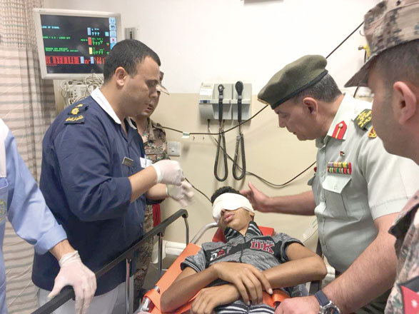 Injured Gazans are treated at the King Hussein Medical Centre in Amman on Saturday morning (Photo by Muath Freij)