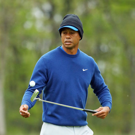 Tiger Woods of the United States looks on during a practice round prior to the PGA Championship at Bethpage Black in Bethpage, New York, on Monday (AFP photo by Warren Little)