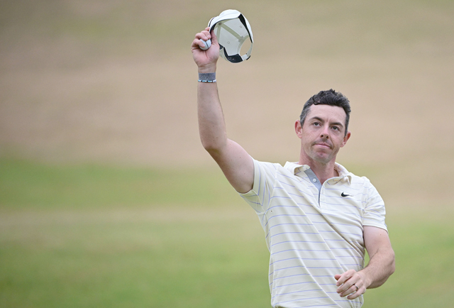 Northern Ireland’s Rory McIlroy reacts on the 18th green after his final round on day 4 of the 150th British Open Golf Championship at St Andrews in Scotland on Sunday (AFP photo by Andy Buchanan)