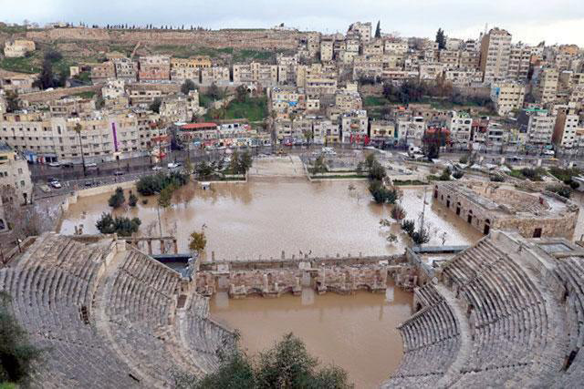 In this photo taken on February 27,  2019, the Roman Theatre in Amman can be seen after heavy rainfall flooded parts of the city (JT file photo)