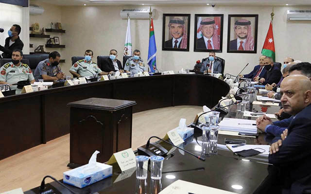 Interior Minister Mazen Faraiah chairs a meeting of the Higher Council of Civil Defence at the Interior Ministry on Thursday (Petra photo)
