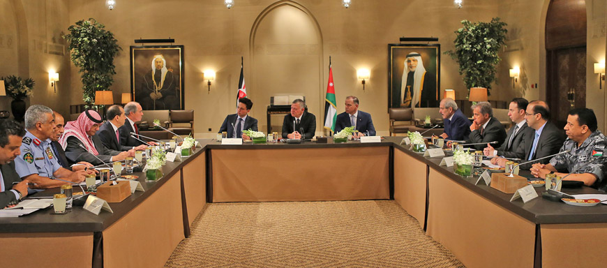 His Majesty King Abdullah chairs a National Policies Council meeting at Al Husseiniya Palace on Thursday  (Photo courtesy of Royal Court)