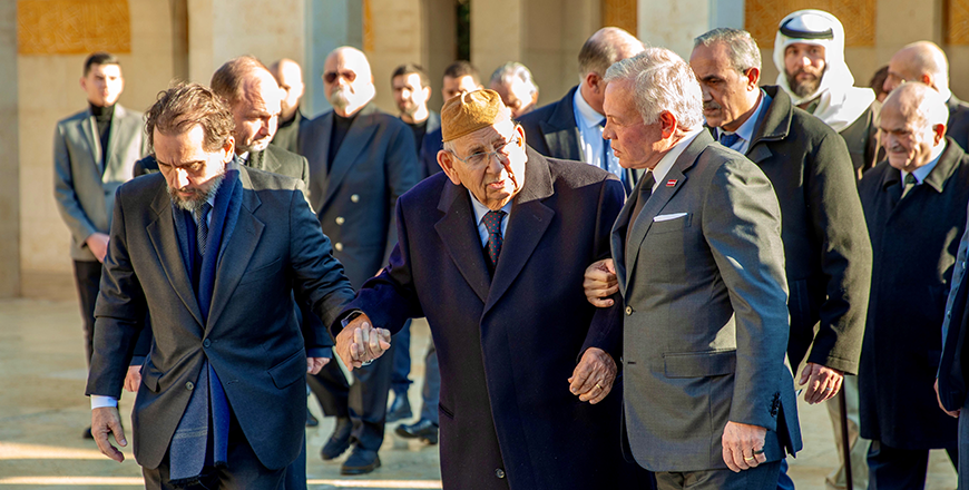 His Majesty King Abdullah participates in the funeral of Her Royal Highness Princess Majda Ra’ad, the wife of His Royal Highness Prince Ra’ad bin Zeid, at the Royal Cemetery  (Photo courtesy of Royal Court)