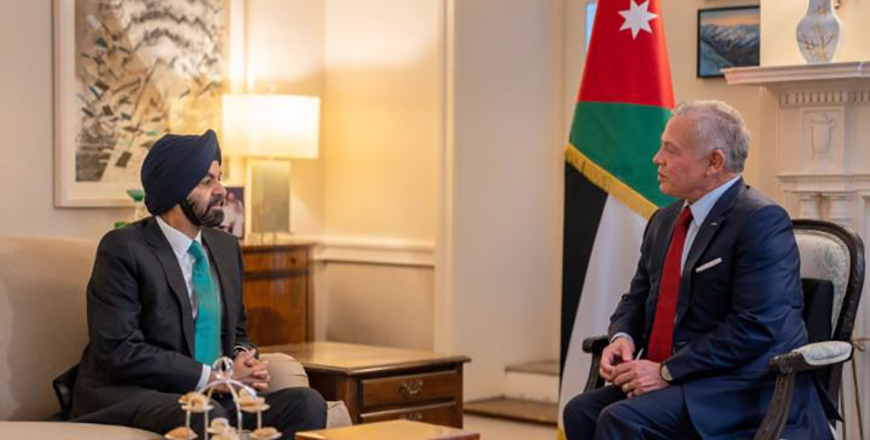 His Majesty King Abdullah and World Bank Group President Ajay Banga meet on Wednesday in Washington, DC (Photo courtesy of Royal Court)