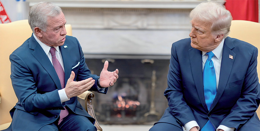 His Majesty King Abdullah on Tuesday holds talks with US President Donald Trump in the White House, attended by HRH Crown Prince Hussein (Photo courtesy of Royal Court)