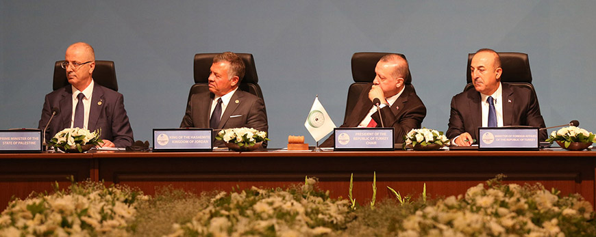 His Majesty King Abdullah joins Muslim world's leaders at an Istanbul-hosted extraordinary summit of the Organisation of Islamic Cooperation on Friday (Photo courtesy of Royal Court)