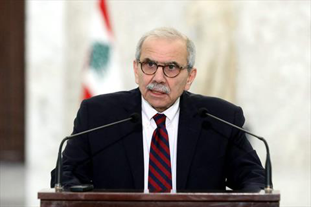 This handout picture released by the Lebanese presidency shows designate Prime Minister Nawaf Salam delivering a statement to the press at the presidential palace in Baabda, east of Beirut on February 8, 2025 (AFP photo)