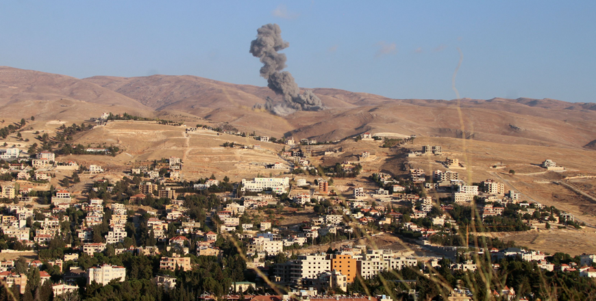 Smoke billows from the site of an Israeli airstrike on the eastern areas of Baalbeck in the Bekaa valley in Lebanon on Monday (AFP photo)