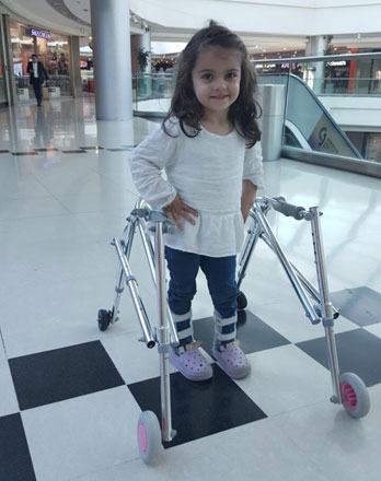 Miryana Jaroun was born with cerebral palsy, which requires her to undergo surgery in order to be able to walk independently, according to doctors (Photo courtesy of Lina Abu Samha)