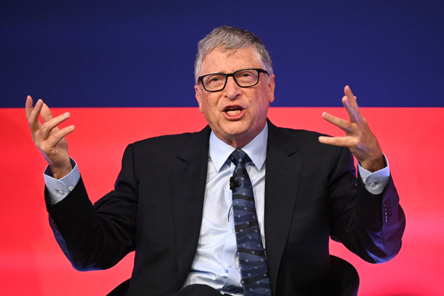 In this file photo taken on October 19, 2021, Microsoft founder-turned-philanthropist Bill Gates speaks during the Global Investment Summit at the Science Museum in London (AFP photo)