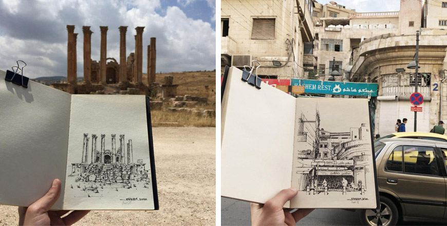 Sketches by Ayham Shammas (Photos courtesy of Ayham Shammas)