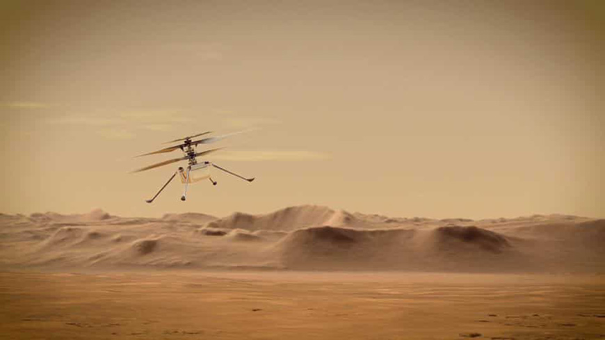 Ingenuity Mars Helicopter flies over Mars in an undated illustration provided by Jet Propulsion Laboratory in Pasadena, California (AFP photo)