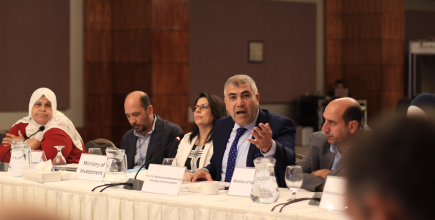 Speakers during the Public-Private Dialogue on Climate Finance for 2023, held in Amman on Wednesday (Photo courtesy of GGGI)